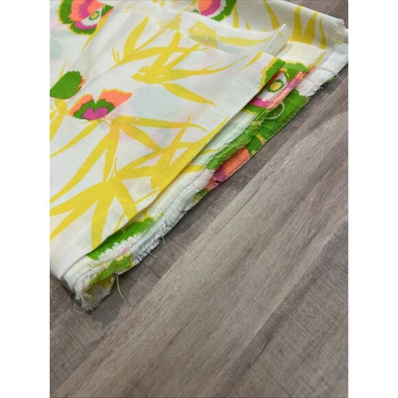 Vtg‎ Fabric Retro Mod Butterfly Neon Yellow Pink Green 45"x 54" Vibrant Bright - Picture 2 of 4